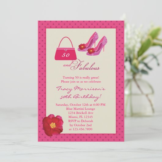 50 en de uitnodiging van de Mode van Fabulous Birt (Staand voorkant)