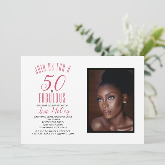 50 en de uitnodiging van de partij van Fabulous Bi (Staand voorkant)