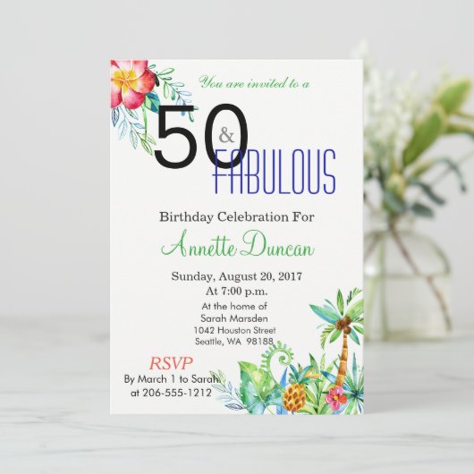 50 en de uitnodiging van de partij van Fabulous Tr (Staand voorkant)