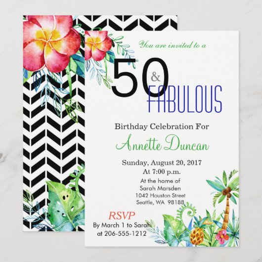 50 en de uitnodiging van de partij van Fabulous Tr (Voorkant / Achterkant)