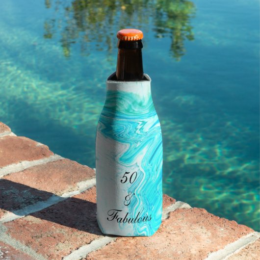 50 en een fabelachtige Birthday Agate Geode Blauwg Flesjeskoeler (Insitu Zwembad)