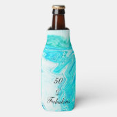 50 en een fabelachtige Birthday Agate Geode Blauwg Flesjeskoeler (Fles Voorkant)