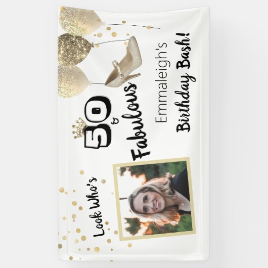 50 en een fabelachtige foto van de zwarte dag spandoek (Verticaal)