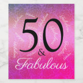 50 en een fabelachtige verjaardag elastische roze  wijn etiket (Enkel label)