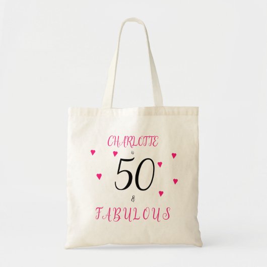 50 en een fabelroze roze typografie is een hedenda tote bag (Voorkant)