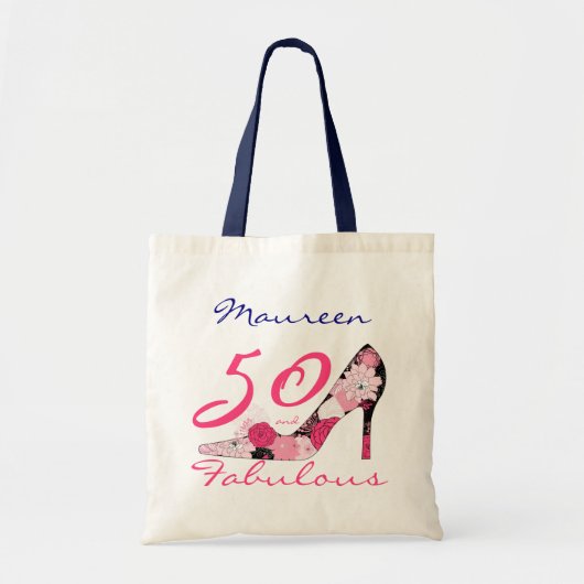 50 en een Fabulous 50th Birthday Tote Bag (Voorkant)