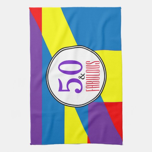 50 en een fantastisch feest theedoek (Verticaal)