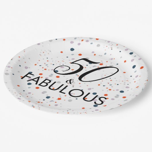 50 en een feestdag papieren bordje (Gekanteld)