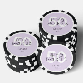 50 en een prachtig modern Paarse 50-jarig verjaard Poker Chips