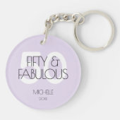 50 en een prachtig modern Paarse 50-jarig verjaard Sleutelhanger (Achterkant)