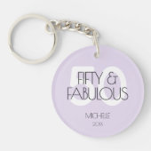 50 en een prachtig modern Paarse 50-jarig verjaard Sleutelhanger (Voorkant)