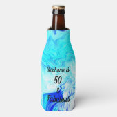 50 en een verbluffend Birthday Geode Agate Blue Pa Flesjeskoeler (Fles Voorkant)