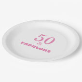50 en een verbluffend roze, stijlvolle verjaardags papieren bordje (Gekanteld)