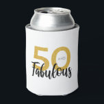 50 en Fab 50ste verjaardagsfeest op maat Blikjeskoeler<br><div class="desc">Maak uw gepersonaliseerde vijftigste verjaardag viering benodigdheden met deze 50 en fantastische gouden effect en zwart typografie ontwerp voor uw speciale 50ste feest</div>