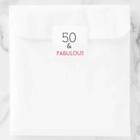50 en Fab Birthday Vierkante Sticker (Tas)