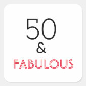 50 en Fab Birthday Vierkante Sticker (Voorkant)