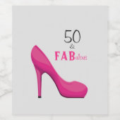 50 en Fab Birthday Wijn Etiket (Enkel label)