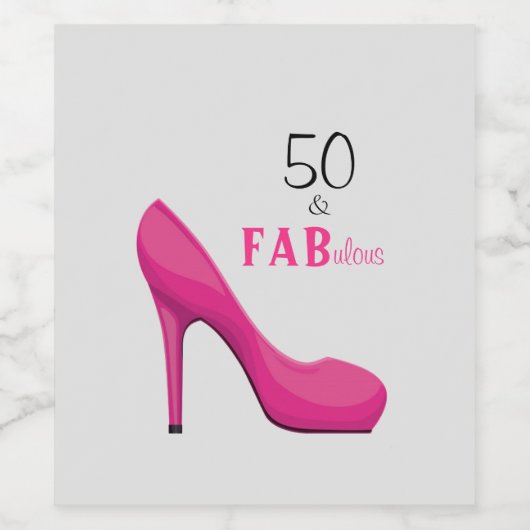 50 en Fab Birthday Wijn Etiket (Enkel label)