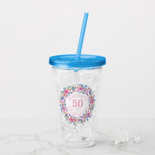 50 en Fab Garden Party Verjaardag Accessoires Acryl Drinkbeker (Achterkant ijs)