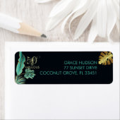 50 en Fab Green Gold Leaves Return Address Etiket (Insitu)