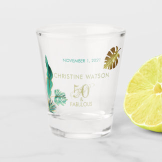 50 en Fab Green Gold Leaves van zaterdag Shot Glas