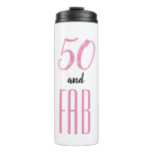 50 en Fab roze en zwart Thermosbeker (Voorkant)