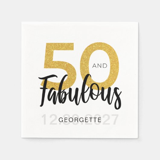 50 en Fab verjaardagsscript Party Paper Servet (Voorkant)