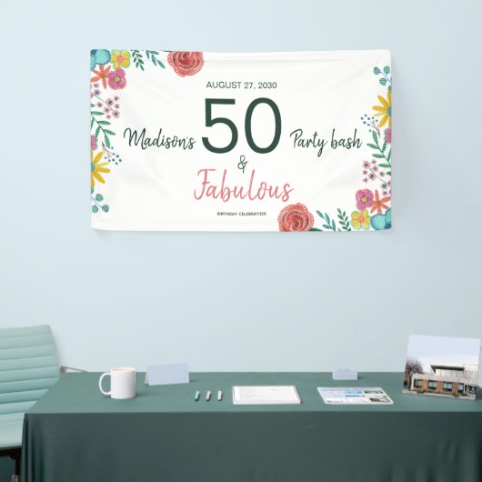 50 en fabelachtig elegant florale waterverf invita spandoek (Beurs)