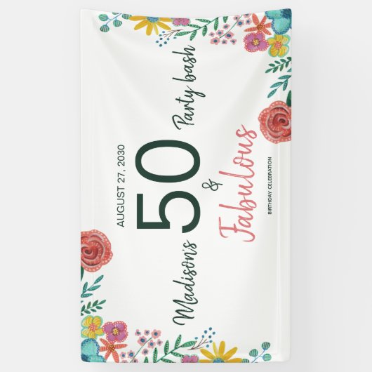 50 en fabelachtig elegant florale waterverf invita spandoek (Verticaal)