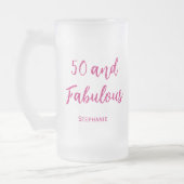 50 en fabelachtige 50e moderne roze frosted bier m matglas bierpul (Links)