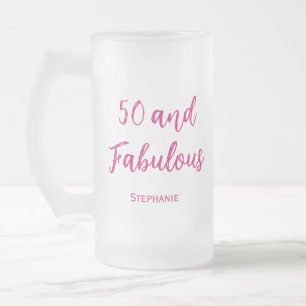 50 en fabelachtige 50e moderne roze frosted bier m matglas bierpul