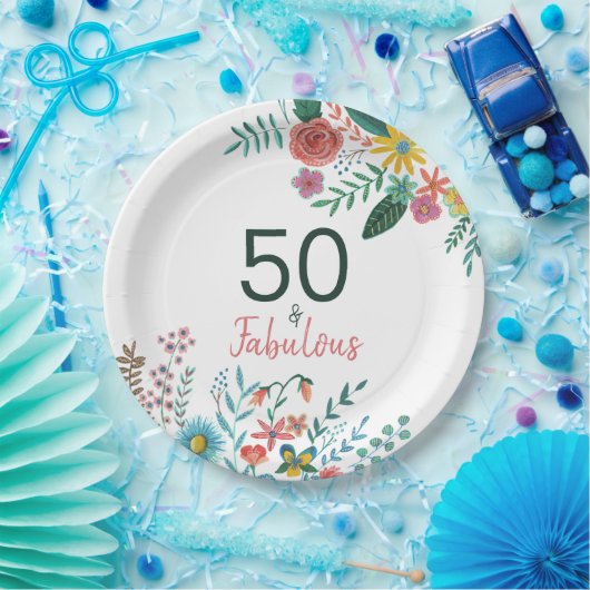 50 en fabelachtige elegante florale waterverf papieren bordje (Feest)