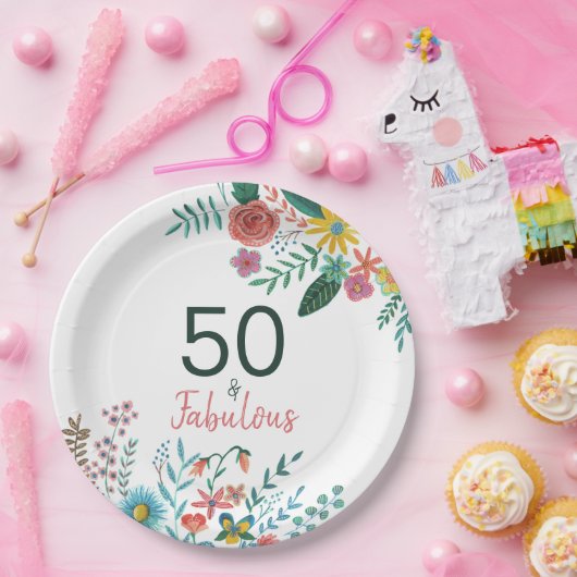 50 en fabelachtige elegante florale waterverf papieren bordje (Feest)
