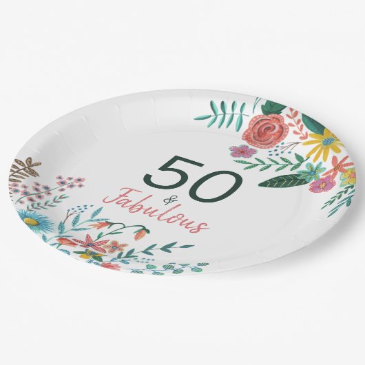 50 en fabelachtige elegante florale waterverf papieren bordje (Gekanteld)