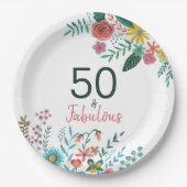 50 en fabelachtige elegante florale waterverf papieren bordje (Voorkant)