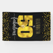 50 en fabelachtige verjaarruiten goudfolie zwarte  spandoek (Horizontaal)