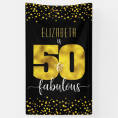 50 en fabelachtige verjaarruiten goudfolie zwarte  spandoek (Verticaal)