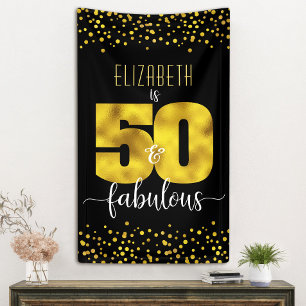 50 en fabelachtige verjaarruiten goudfolie zwarte spandoek