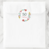 50 en fabelgroene elegante florale waterverf c ronde sticker (Tas)