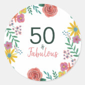 50 en fabelgroene elegante florale waterverf c ronde sticker (Voorkant)