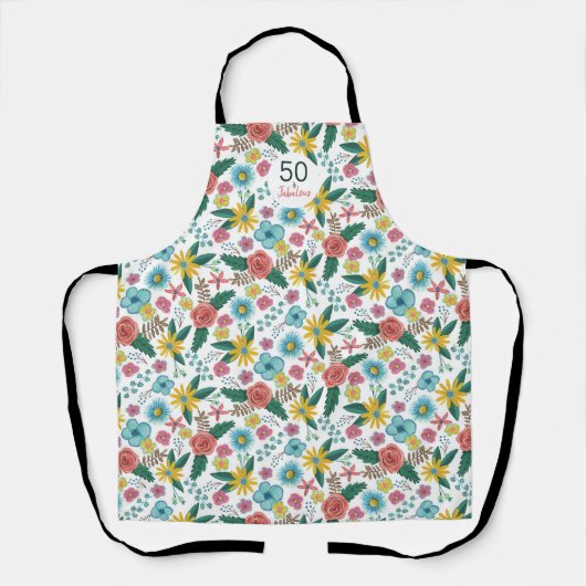 50 en fabelgroene elegante florale waterverf c schort (Voorkant)