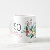 50 en fabelgroene elegante florale waterverf pa koffiemok (Voorkant links)