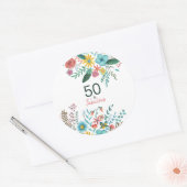 50 en fabelgroene elegante florale waterverf ronde sticker (Envelop)