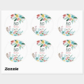 50 en fabelgroene elegante florale waterverf ronde sticker (Vel)