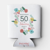 50 en fabelgroene elegante florale waterverf wi blikjeskoeler (Achterkant)