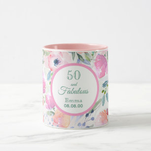 50 en fabelroze floralen noemen elegant mok