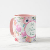 50 en fabelroze floralen noemen elegant mok (Voorkant links)