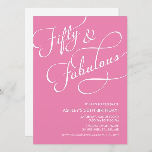 50 en Fabuleuze uitnodigingen (Voorkant / Achterkant)