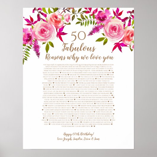 50 en fabuleuze verjaardagscadeau voor mama dingen poster (Voorkant)