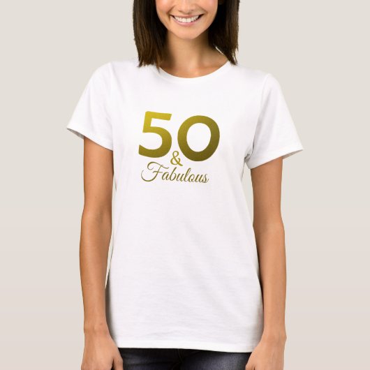 50 En Fabulou Gouden Typografie 50e Verjaardag Par T-shirt (Voorkant)